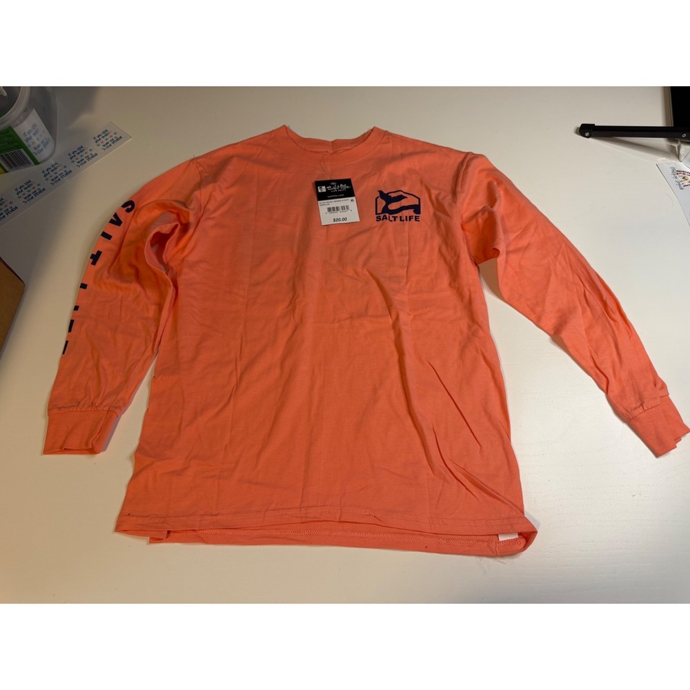 Salt Life Youth Large Pro Salt Mermaid Long Sleeve T-Shirt Coral Orange SLY1531